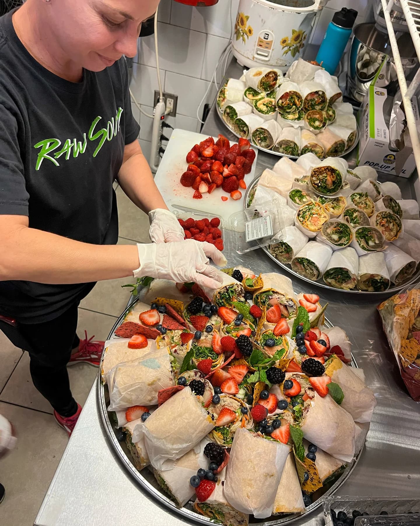 Raw South catering spread prepared for a gathering.