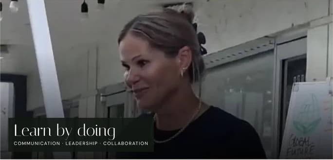 Learn by doing feature image for Global Future Founders with Yesenia Gómez speaking during a workshop.