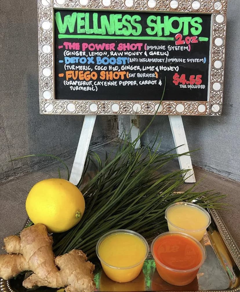 Raw South wellness shots arranged for customers.